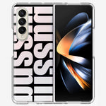 Samsung Galaxy Z Fold 4 Black Clear Funny Text Quote Bussin Hybrid Protective Phone Case Cover