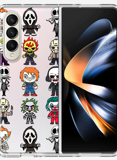 Samsung Galaxy Z Fold 4 Cute Classic Halloween Spooky Cartoon Characters Hybrid Protective Phone Case Cover