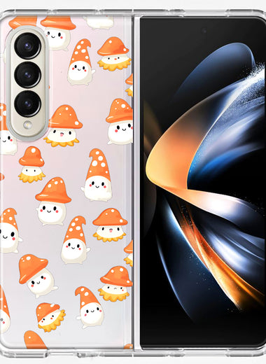 Samsung Galaxy Z Fold 4 Cute Cartoon Mushroom Ghost Characters Hybrid Protective Phone Case Cover