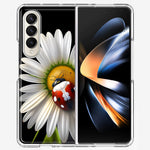 Samsung Galaxy Z Fold 4 Cute White Daisy Red Ladybug Double Layer Phone Case Cover