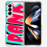 Samsung Galaxy Z Fold 4 Teal Pink Clear Funny Text Quote Dank Hybrid Protective Phone Case Cover