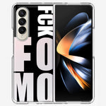 Samsung Galaxy Z Fold 4 Black Clear Funny Text Quote Fckfomo Hybrid Protective Phone Case Cover