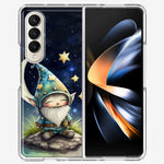 Samsung Galaxy Z Fold 4 Stars Moon Starry Night Space Gnome Hybrid Protective Phone Case Cover