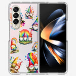 Samsung Galaxy Z Fold 4 Colorful Neon Glow Rainbow Gnomes Painting Hybrid Protective Phone Case Cover