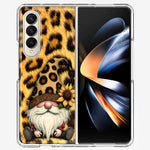 Samsung Galaxy Z Fold 4 Gnome Sunflower Leopard Hybrid Protective Phone Case Cover