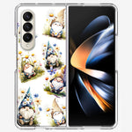 Samsung Galaxy Z Fold 4 Cute White Blue Daisies Gnomes Hybrid Protective Phone Case Cover