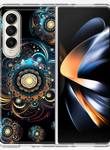Samsung Galaxy Z Fold 4 Mandala Geometry Abstract Multiverse Pattern Hybrid Protective Phone Case Cover