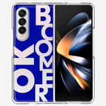 Samsung Galaxy Z Fold 4 Blue Clear Funny Text Quote Ok Boomer Hybrid Protective Phone Case Cover
