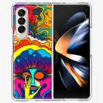 Samsung Galaxy Z Fold 4 Neon Rainbow Psychedelic Trippy Hippie Big Brain Hybrid Protective Phone Case Cover