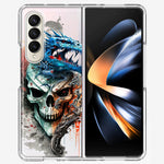 Samsung Galaxy Z Fold 4 Fantasy Blue Dragon Dream Skull Double Layer Phone Case Cover