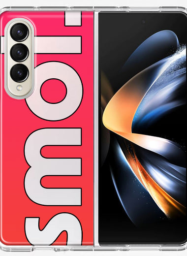 Samsung Galaxy Z Fold 4 Red Pink Clear Funny Text Quote Smol Hybrid Protective Phone Case Cover