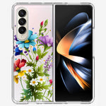 Samsung Galaxy Z Fold 4 Purple Yellow Red Spring Flowers Floral Hybrid Protective Phone Case Cover