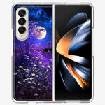 Samsung Galaxy Z Fold 4 Spring Moon Night Lavender Flowers Floral Hybrid Protective Phone Case Cover