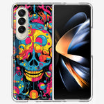 Samsung Galaxy Z Fold 4 Psychedelic Trippy Death Skull Pop Art Hybrid Protective Phone Case Cover