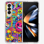 Samsung Galaxy Z Fold 4 Psychedelic Trippy Happy Characters Pop Art Hybrid Protective Phone Case Cover