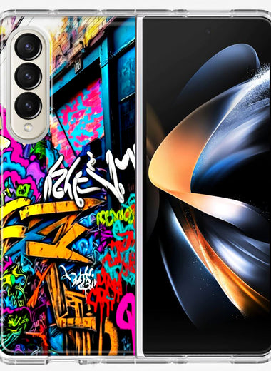 Samsung Galaxy Z Fold 4 Urban Graffiti Street Art Painting Hybrid Protective Phone Case Cover