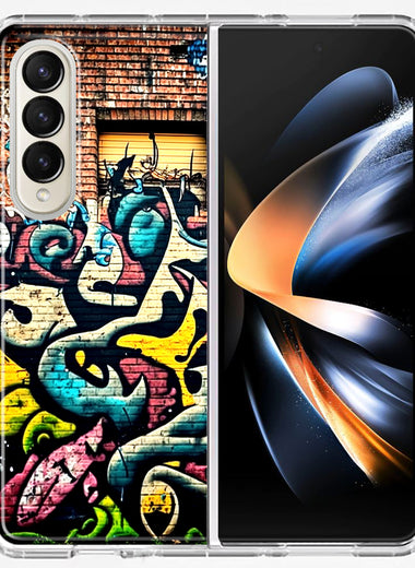 Samsung Galaxy Z Fold 4 Urban Graffiti Wall Art Painting Hybrid Protective Phone Case Cover