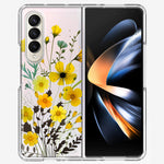 Samsung Galaxy Z Fold 4 Yellow Summer Flowers Floral Hybrid Protective Phone Case Cover
