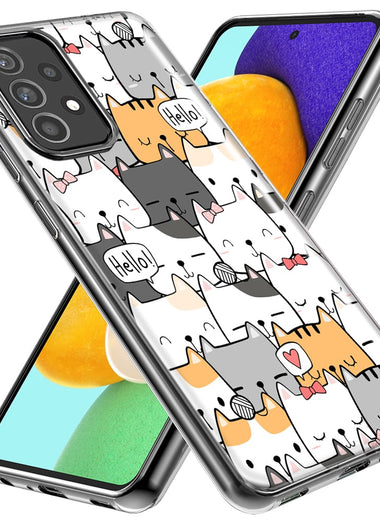 Mundaze - Case for Samsung Galaxy S23 Ultra Slim Shockproof Hard Shell Soft TPU Heavy Duty Protective Phone Cover - Cat Friends Hello