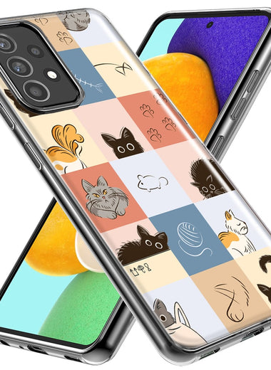 Mundaze - Case for Samsung Galaxy S23 Ultra Slim Shockproof Hard Shell Soft TPU Heavy Duty Protective Phone Cover - Cute Cat Tiles