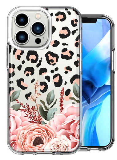 Case For Apple iPhone 13 Pro Max - Classy Blush Peach Peony Rose Flowers Leopard Phone Cover