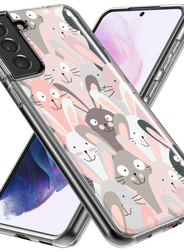 Mundaze - Case for Samsung Galaxy S24 Plus Slim Shockproof Hard Shell Soft TPU Heavy Duty Protective Phone Cover - Cute Silly Rabbits Bunnies