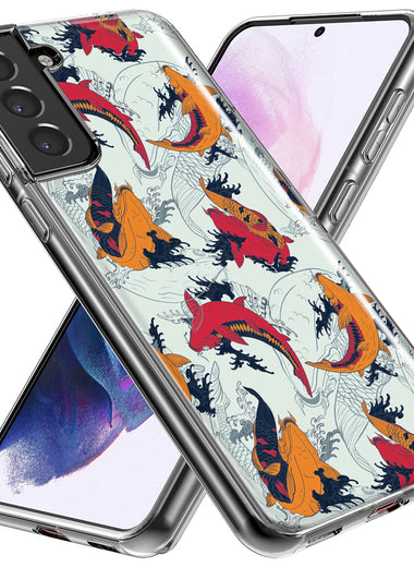 Mundaze - Case for Samsung Galaxy S24 Plus Slim Shockproof Hard Shell Soft TPU Heavy Duty Protective Phone Cover - Red Orange Koi Fish Wallpaper