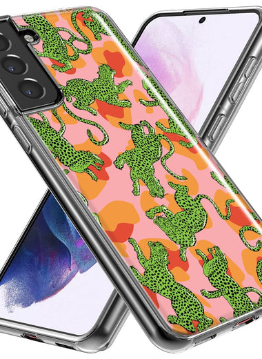 Mundaze - Case for Samsung Galaxy S22 Ultra Slim Shockproof Hard Shell Soft TPU Heavy Duty Protective Phone Cover - Green Leopard