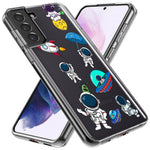 Mundaze - Case for Samsung Galaxy S22 Ultra Slim Shockproof Hard Shell Soft TPU Heavy Duty Protective Phone Cover - Cute Astronauts and UFO Rocket