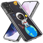 Mundaze - Case for Samsung Galaxy S22 Ultra Slim Shockproof Hard Shell Soft TPU Heavy Duty Protective Phone Cover - Cute Astronaut Earth Mars Rocket