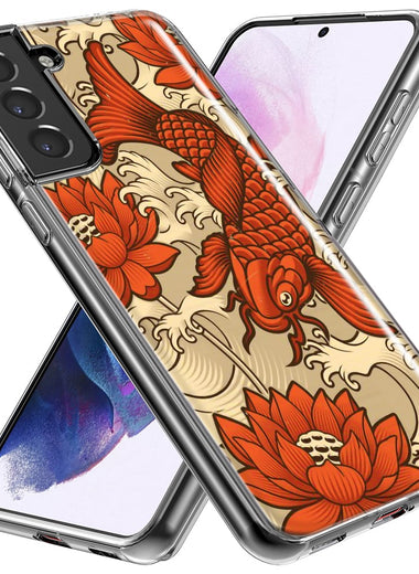 Mundaze - Case for Samsung Galaxy S22 Ultra Slim Shockproof Hard Shell Soft TPU Heavy Duty Protective Phone Cover - Japanese Koi Fish