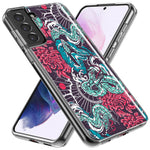 Mundaze - Case for Samsung Galaxy S22 Ultra Slim Shockproof Hard Shell Soft TPU Heavy Duty Protective Phone Cover - Japanese Snake Tattoo