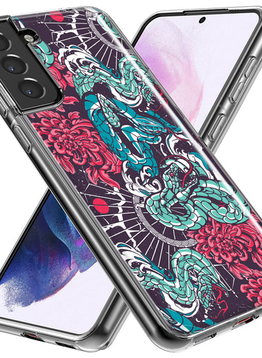 Mundaze - Case for Samsung Galaxy S24 Plus Slim Shockproof Hard Shell Soft TPU Heavy Duty Protective Phone Cover - Japanese Snake Tattoo