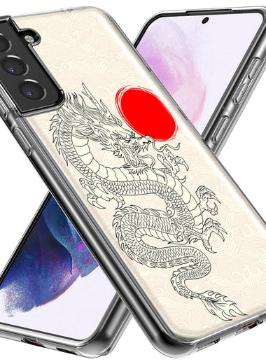 Mundaze - Case for Samsung Galaxy S23 Ultra Slim Shockproof Hard Shell Soft TPU Heavy Duty Protective Phone Cover - Japanese Dragon Wave