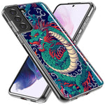 Mundaze - Case for Samsung Galaxy S23 Ultra Slim Shockproof Hard Shell Soft TPU Heavy Duty Protective Phone Cover - Green Dragon Tattoo