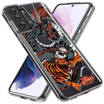 Mundaze - Case for Samsung Galaxy S22 Ultra Slim Shockproof Hard Shell Soft TPU Heavy Duty Protective Phone Cover - Dragon and Tiger