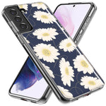 Mundaze - Case for Samsung Galaxy S22 Ultra Slim Shockproof Hard Shell Soft TPU Heavy Duty Protective Phone Cover - Cute White Daisies Blue