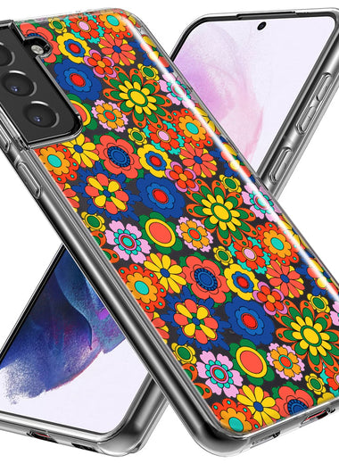 Mundaze - Case for Samsung Galaxy S22 Ultra Slim Shockproof Hard Shell Soft TPU Heavy Duty Protective Phone Cover - Groovy Cute Floral