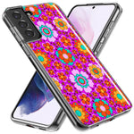 Mundaze - Case for Samsung Galaxy S22 Ultra Slim Shockproof Hard Shell Soft TPU Heavy Duty Protective Phone Cover - Groovy Cute Pink Flowers