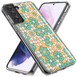 Mundaze - Case for Samsung Galaxy S22 Ultra Slim Shockproof Hard Shell Soft TPU Heavy Duty Protective Phone Cover - Cute Mint Yellow Floral