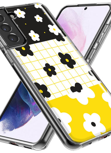 Mundaze - Case for Samsung Galaxy S22 Ultra Slim Shockproof Hard Shell Soft TPU Heavy Duty Protective Phone Cover - Black Yellow Daisies