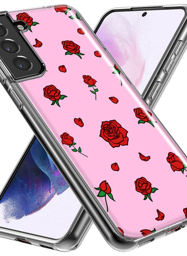 Mundaze - Case for Samsung Galaxy S23 Ultra Slim Shockproof Hard Shell Soft TPU Heavy Duty Protective Phone Cover - Cute Red Roses