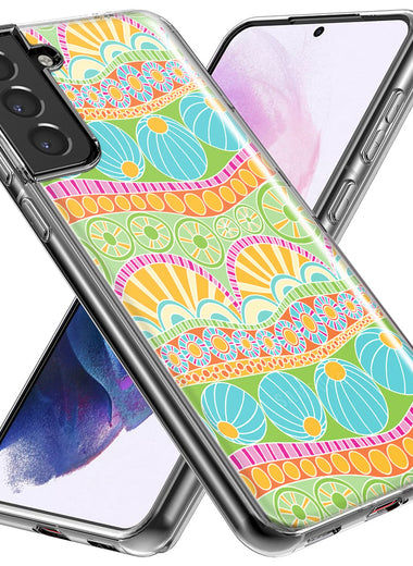 Mundaze - Case for Samsung Galaxy S22 Ultra Slim Shockproof Hard Shell Soft TPU Heavy Duty Protective Phone Cover - Groovy Citrus