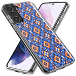 Mundaze - Case for Samsung Galaxy S22 Ultra Slim Shockproof Hard Shell Soft TPU Heavy Duty Protective Phone Cover - Abstract Blue Orange Diamond Tribal