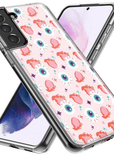 Mundaze - Case for Samsung Galaxy S22 Ultra Slim Shockproof Hard Shell Soft TPU Heavy Duty Protective Phone Cover - Fire Eyeballs