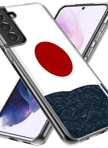 Mundaze - Case for Samsung Galaxy S22 Ultra Slim Shockproof Hard Shell Soft TPU Heavy Duty Protective Phone Cover - Japanese Wave Landscape