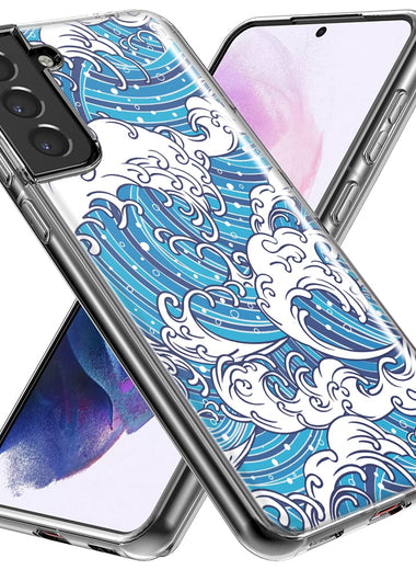 Mundaze - Case for Samsung Galaxy S23 Ultra Slim Shockproof Hard Shell Soft TPU Heavy Duty Protective Phone Cover - Japanese Wave