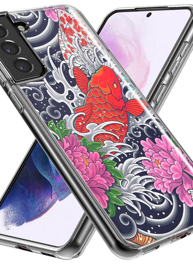 Mundaze - Case for Samsung Galaxy S24 Slim Shockproof Hard Shell Soft TPU Heavy Duty Protective Phone Cover - Japanese Koi Fish Tattoo