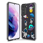 Mundaze - Case for Samsung Galaxy S22 Ultra Slim Shockproof Hard Shell Soft TPU Heavy Duty Protective Phone Cover - Cute Astronauts and UFO Rocket