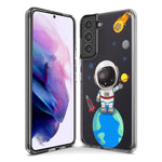 Mundaze - Case for Samsung Galaxy S22 Ultra Slim Shockproof Hard Shell Soft TPU Heavy Duty Protective Phone Cover - Cute Astronaut Earth Mars Rocket